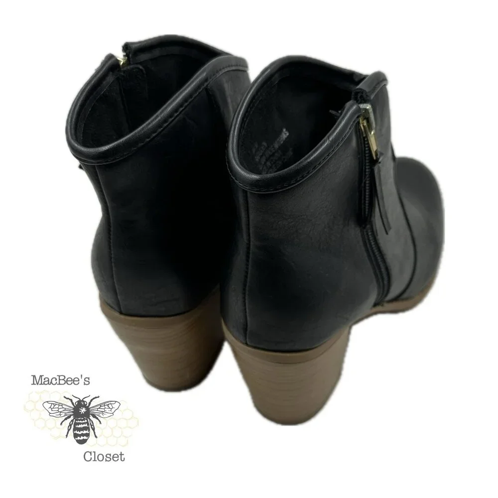 Maurices Black Vegan Leather Western Style Cowgirl Boots Black 9.5 in Womens - Picture 7 of 16